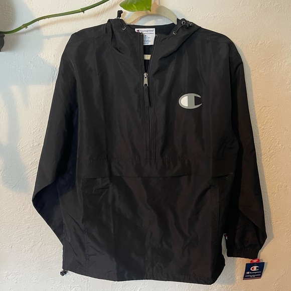 Champion Windbreaker Jacket Black - Picture 1 of 4